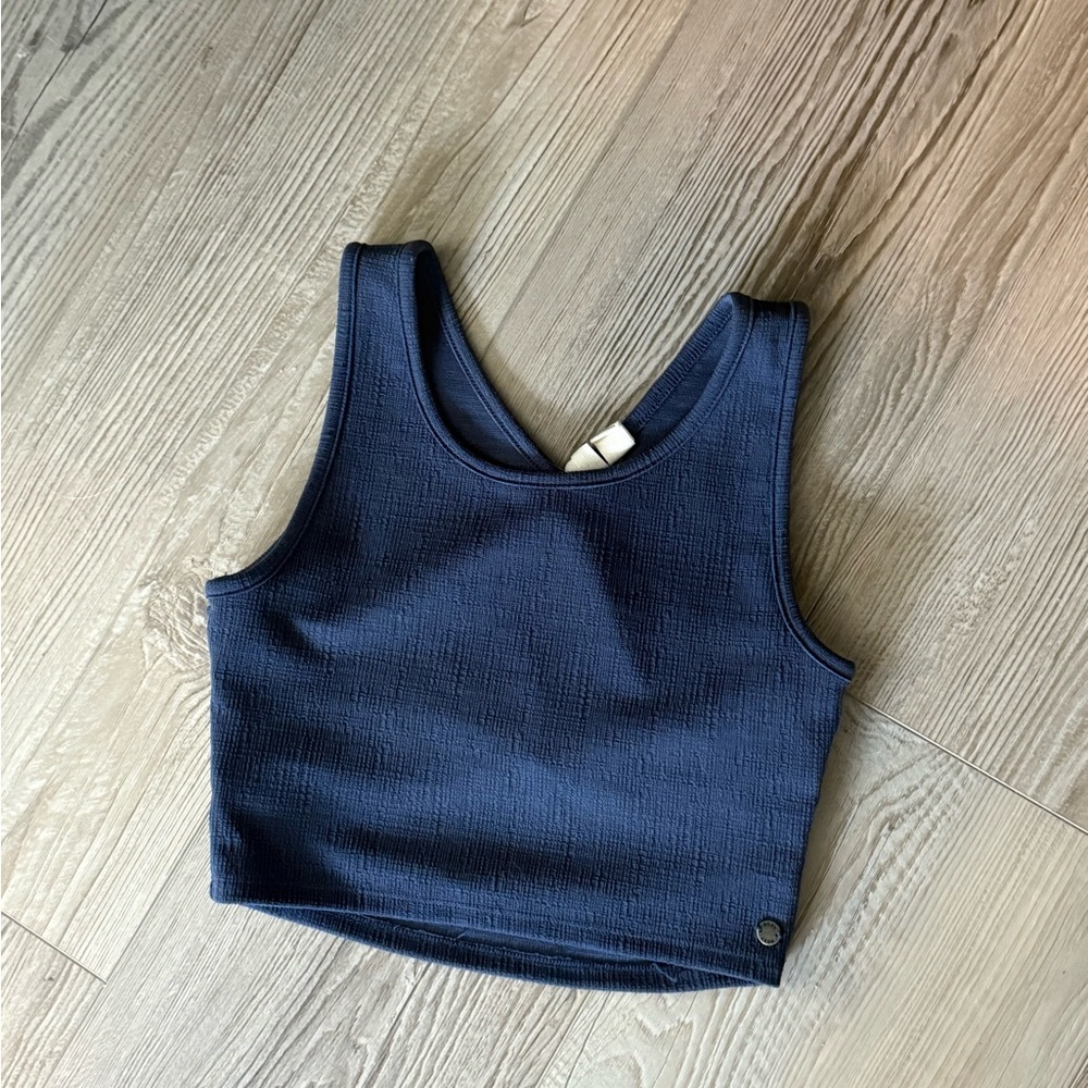 Roxy Dark Blue Textured Cropped Tank